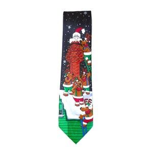Yule Tie Greetings Tie Christmas Holiday Santa Chimney Reindeer Funny Novelty